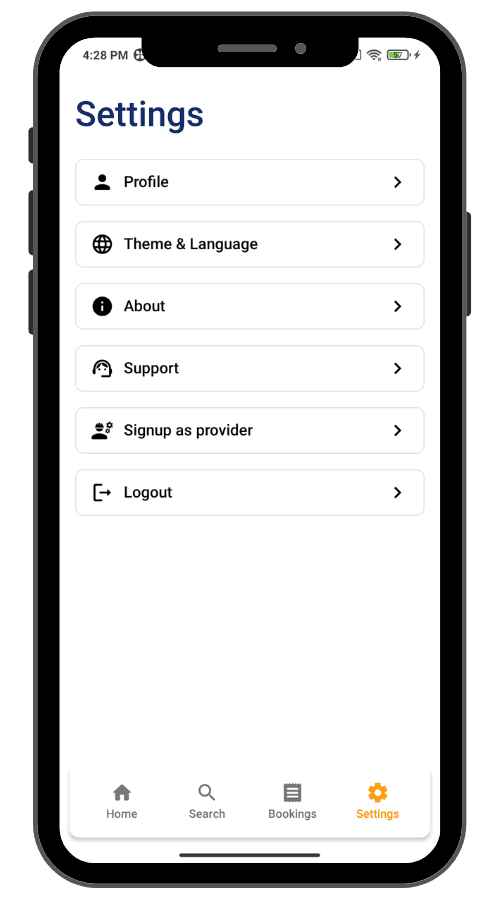 On-demand solution app setting screen 