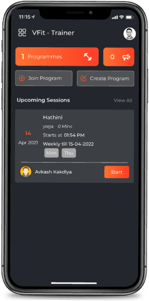 vFit virtual fitness app — live session