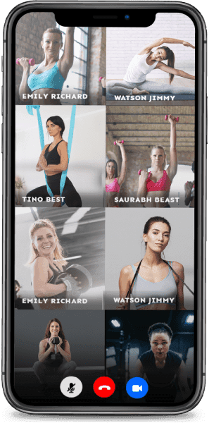 Live class session with fitness app