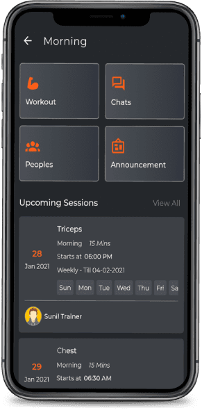 vFit studio dashboard